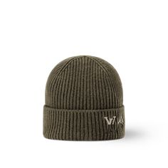 LOUIS VUITTON® - Lv Dual Beanie - Olive Louis Vuitton Hats For Men, Lv Winter Hat, Louis Vuitton Beanie, Luxury Brown Beanie Hat, Luxury Wool Beanie Hat, Louis Vuitton Collection, Trunk Bag, Latest Bags, Leather Denim