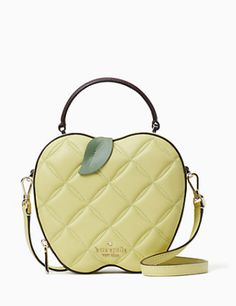 Quilted smooth leatherTrim: smooth leatherMetal pinmount logoTwo way spade jacquard liningZip around closureStyle # k8165Color: Green Multi Kate Spade Apple Bag, Kate Spade Spring 2023, Apple Bag, Honeycrisp Apple, Kate Spade Spring, Honeycrisp Apples, Gray Handbags, Kate Spade Outlet, Gold Bag