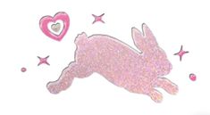 a drawing of a pink bunny with hearts and stars