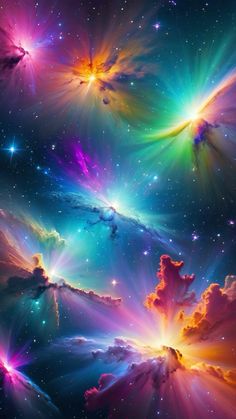 colorful stars and clouds in the night sky