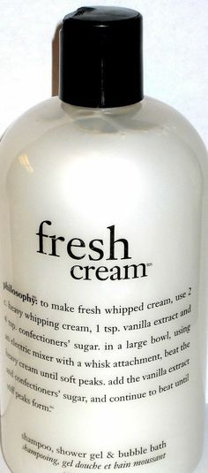 Philosophy FRESH CREAM Shower Gel - Bubble Bath - Shampoo 3 in 1 NEW 8 oz #Philosophy Loooove this scent. Philosophy Shower Gel, Philosophy Fresh Cream, Philosophy Beauty, Beauty Is Skin Deep, Smell Goods, Fresh Cream, Bubble Bath, Smell Good, How To Feel Beautiful