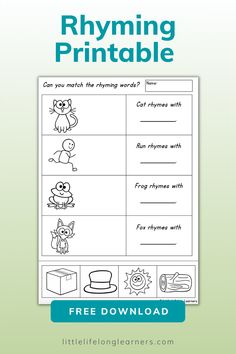 the rhyming printable worksheet for kids