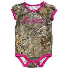 Carhartt Infant Girls Camo Body Shirt  #Realtreecamo Carhartt Baby Girl, Play Outfit, Camo And Pink, Baby Girl Shorts, Carters Baby