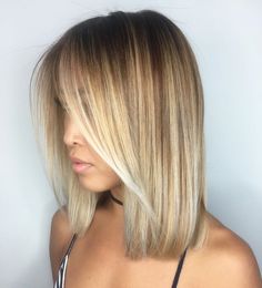 Balayage Straight, Balayage Straight Hair, Lob Haircut, Short Straight Hair, Haircuts Straight Hair, Long Bob Hairstyles, Blonde Bobs, Long Straight Hair