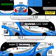 the front and back side of a car wrap design for an upcoming project, scania k10