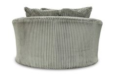 a grey velvet storage basket on a white background