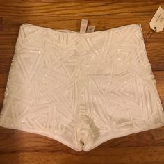 Brand New, Never Worn Sequin Shorts. Fits A True Xs And Small! Perfect For The Holidays Summer Night Out Shorts With Built-in Shorts, High-waisted Shorts For Summer Night Out, Summer High-waisted Shorts For Night Out, High Waist Shorts For Summer Night Out, White High-waisted Shorts For Night Out, High Waist Shorts For Night Out In Summer, Summer Party Shorts, Summer High Waist Shorts For Party, White High Waist Shorts For Night Out