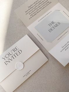 two wedding cards with the words you're married and the details on each card