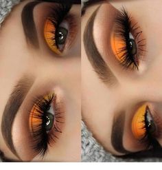 Interesting Makeup Looks, Orange Makeup Looks, Makeup Looks Pretty, Eyeshadow Makeup Looks, New Makeup Looks, Sunset Eyeshadow, Orange Eye Makeup, Maquillage Yeux Cut Crease, Make Up Designs