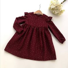 Girls dress made of 100% cotton. Long sleeve. Muslin fabric. Double gauze with golden dots. Color:purple You can buy the same color headband here https://www.etsy.com/uk/listing/871506857/organic-linen-hair-bow-for-girl-or-baby?ref=shop_home_active_10 All items are handmade and unique, therefore pattern placements may vary slightly from the item pictured. Sizing Guidelines (runs big and fits better on a maximum age range indicated, if between sizes better size down): 1-3 month (62cm/24.4in. heig Long Sleeve Polka Dot Cotton Dress, Polka Dot Long Sleeve Cotton Dress, Cute Long Sleeve Baptism Dress, Long Sleeve Swiss Dot Party Dress, Swiss Dot Long Sleeve Party Dress, White Long Sleeve Swiss Dot Dress, Flower Girl Toddler, Cotton Baby Dress, Tiny Dress