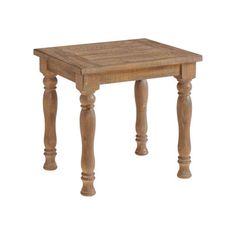 a small wooden table with two legs and a square top on an isolated white background