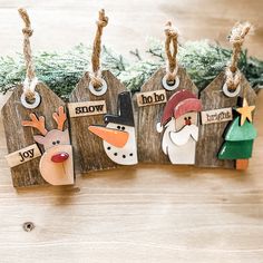 Holiday Rustic Tags: Ornament Design Set - Paisley Grace Makery Christmas Crafts For Adults Rustic, Christmas Wood Ideas Diy, Rustic Wood Christmas Ornaments, Decorate Wooden Ornaments, Handmade Wood Christmas Ornaments, Wooden Tag Ornaments, Craft Fair Christmas Ideas, Wooden Tags Ideas Diy Christmas, Holiday Decor Crafts