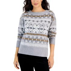 Style & Co Women's Size L Fair Isle Boat Neck Pullover Sweater, Gray, *Defect 1 Day Handling Time From Houston,Tx Satisfaction Guaranteed Or Your Money Back! New Items Are Added Every Week. Brand: Style & Co Style: Pullover Sweater Size: L Material: See Photos Condition: New With Defects Sku: Mm8 - 04 * Hole On Right Shoulder. Please See Photos Gray Fair Isle Sweater, Fair Isle Pullover, Macy Gray, Fair Isle Knitting, Brand Style, Sweater Making, Knitted Pullover Sweaters, Fitted Sweater, Sweater Fashion