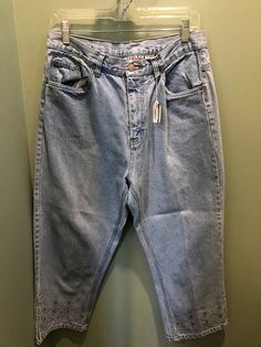 "These Bill Blass light wash jeans with detailing and slit at the ankle. In great condition from our \"New to You, Gently Used\" section.  Size 10 100% Cotton  Our \"New to you, gently used\" section has a selection of quality clothing with little wear, no tears, holes or pilling.  We want our customers to be 100% satisfied with their purchase and that is why we only select the best quality items.  If you like our gently used items, please also check out our new items in our store @ www.lizzyloushop.com" Bill Blass Jeans, Bill Blass, Womens Jeans, Light Wash Jeans, New You, Mens Denim Short, Wash Jeans, Quality Clothing, New Items