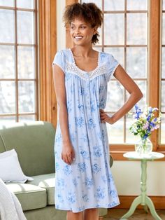 Eileen West Pretty Pansies Modal-Blend Nightgown Plus Size Nightgowns, Cotton Nighties, Sleepwear For Women, Eileen West, Plus Size Sleepwear, Cotton Nightgown, Women's Nightgowns, Nightgowns For Women, Nightgowns