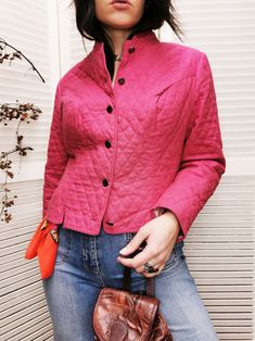 Vintage 90s pink cotton padded buttoned jacket Perfect for this season. Jacket is in great vintage condition. SIZE. Model usually wears UK 10-12. Item could fit UK 10-12. Please, check the measurements before buying. MEASUREMENTS: bust - 100 cm, length - 52 cm, sleeve - 58 cm, shoulder - 12 cm. 100% cotton. Color may differ slightly depending on the color calibration of the device you're viewing on. If You have more questions about products or shipping, please drop me a message. Wish You great s Pink Quilted Outerwear For Fall, Winter Long Sleeve Quilted Blazer, Winter Quilted Long Sleeve Blazer, Classic Pink Winter Blazer, Retro Quilted Long Sleeve Outerwear, Quilted Retro Outerwear, Pink Quilted Jacket For Fall, Winter Cotton Quilted Jacket With Snap Buttons, Cotton Quilted Winter Jacket With Snap Buttons