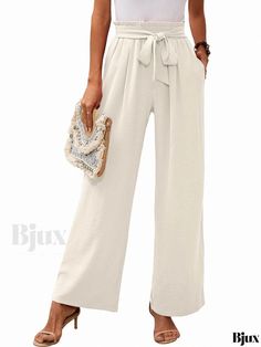 Bjux - Adjustable High-Waisted Casual Pants with Functional Pockets Wide Leg Lounge Pants, Womens Wide Leg Pants, Loose Trousers, Flowy Pants, Elegant Dresses Long, Fitted Trousers, Lounge Pants, Long Pants, Straight Leg Pants