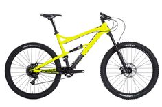 a yellow mountain bike on a white background