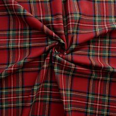 Flannel Yarn Dyed Plaid Fabric Royal Stewart Red, by the yard Yarn Aesthetic, Royal Stewart Tartan, Green With Blue, Fashion Shirts, Red Yarn, Tartan Fabric, Tablecloth Fabric, Christmas Table Cloth, Red Tartan