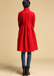 Red Wool Coat, Coat Winter, Red Wool, Warm Coat, Long Coat, Wool Coat, Winter Coat, Jacket Dress, High Neck Dress