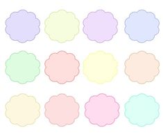 pastel colored round labels on a white background