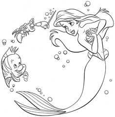 the little mermaid and her friends are swimming in the ocean coloring pages for kids to color