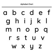 an alphabet chart with the letters in black and white, including one letter to each other