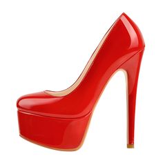 Red Synthetic Heels With 4-inch Heel, Red Closed Toe Heels With Synthetic Material, Red Pointed Toe Synthetic Heels, Red Synthetic Pointed Toe Heels, Red Stilettos, Hip Pads, Leopard Shoes, Round Toe Shoes, Platform Stilettos