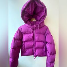 Nwt! Sure To Keep You Warm And You’ll Stand Out! So Cute! Brand: Good American All Inclusive Line Co Founded By Khloe Kardashian Sku: Gp0916 Pop Thistle Retails: $185 Size 3 = Large Color Purple Filled With Polyester Zipper Removable Quilted Hood With Adjustable Draw Cord At Good Opening Stoppers At Front I Side Rubber Coated Pull Zipper Front Pockets Purple Hooded Outerwear For Fall, Casual Purple Outerwear For Cold Weather, Purple Outerwear For Cold Weather In Spring, Hooded Purple Outerwear For Fall, Purple Long Sleeve Outerwear For Cold Weather, Long Sleeve Purple Outerwear For Cold Weather, Casual Purple Puffer Jacket For Fall, Trendy Purple Hooded Outerwear, Purple Puffer Jacket For Fall And Cold Weather