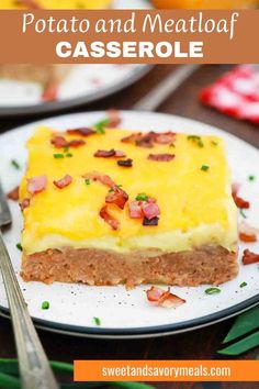 a plate with potato and meatloaf casserole