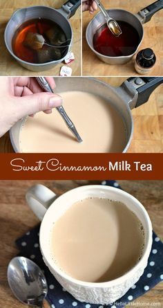 the process for making sweet cinnamon milk tea