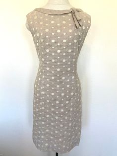 50's Dress Peggy Hunt Linen Polk Dot Sleeveless Fitted Dress Size XS Small - Etsy Fitted Cream Linen Summer Dress, Chic Fitted Beige Linen Dress, Fitted Linen Dress With Lining, Fitted Beige Linen Dress For Spring, Fitted Beige Linen Dress, Fitted Cream Linen Dress, Elegant Fitted Beige Linen Dress, Vintage Knee-length Fitted Linen Dress, Vintage Fitted Knee-length Linen Dress