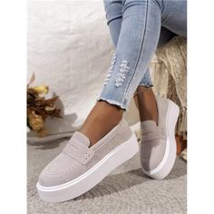 -Item Id 34715103 -Style: Fashionable -Color: Light Grey -Toe: Round Toe -Pattern Type: Plain -Size Fit: Half-Size Smaller -Upper Material: Suedette -Lining Material: Fabric -Power Supply: None **Open To Offers!!!** **Bundle To Save More** **30% Off Bundles Of 2 Or More Items!!** ***Orders Go Out Within 5-10 Business Days!! Thank You For Your Patience!! Multiple Sizes And Colors Available In Most Styles Don't See Your Size Or Color Listed, Just Ask. Boutique Shoes, Slipon Sneakers, Comfortable Loafers, Colour List, Slip On Sneakers, Go Out, Color Light, Womens Shoes Sneakers, Power Supply