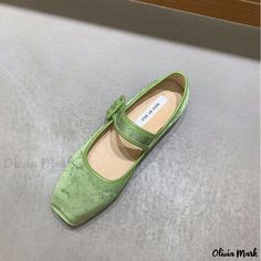 Olivia Mark - Mary Jane Ballet Flats - New Single Shoes for Evening Dance Green Flats Shoes, Mary Jane Ballet Flats, Green Flats, Satin Heels, Ballet Flats, Green Color, Green Colors, Mary Janes, Shoes Heels