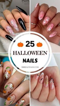 Nail Ideas Halloween, Scary Halloween Nails Design, Disney Halloween Nails, Spooky Halloween Nails, Fun Halloween Nails, Halloween Nail Art Ideas, Festive Nail Designs, Halloween Manicure