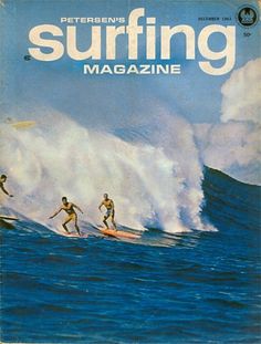 a magazine cover with two surfers riding a wave