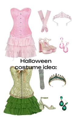 there is a costume and accessories on display in this image with the caption halloween costume idea