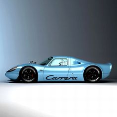 a blue sports car with the word camaro on it's side is shown