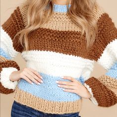 Chunky Knitted Sweater, Cold Outfit, Clothes Sweater, Fall Crochet Patterns, Fun Crochet, Top Ideas, Red Dress Boutique, Trendy Clothes, Sweaters Online