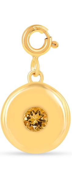 Birthstone Charm PendantThis birthstone Charm pendant features a sparkling 4mm round Gemstone, available in a variety of beautiful colors to represent any month of the year. Crafted from polished 925 sterling silver plated in gleaming 18k yellow gold (0.5 microns), this piece offers a touch of understated luxury that complements any outfit. The secure spring lock clasp (5mm) allows for easy attachment to your favorite necklace chain. Gemstone Pendant Show your loved ones you care with a personal Color Durazno, Peach Jewelry, Favorite Necklace, Thoughtful Gifts For Her, Understated Luxury, Mini Charm, Sapphire Pendant, Birthstone Charms, Circle Pendant