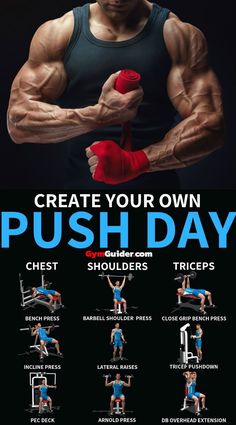 the poster shows how to do push - up exercises for chest and arm workouts