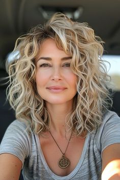 Naturally Curly Long Bob Haircuts, Long Bob Perm, Womens Perms 2024, Wigs For Older Women Over 50, Loose Wave Perm Short Hair, Medium To Long Curly Haircuts, Layered Bob For Curly Hair, Wolf Cut Older Women, Perm Sizes Curls