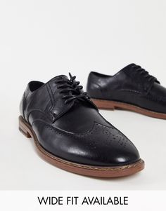 Brogues by ASOS DESIGN Effort: made Brogue detailing Lace-up fastening Almond toe Flat sole Glass Menagerie, Leather Trend, Brogue Shoes, Event Outfit, Clothing Design, Black Faux Leather, Boat Shoes, Dress Shoes Men, Oxford Shoes