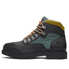 (WMNS) Timberland Heritage Rubber Toe Hiking Boots 'Black' A43TU001 Rugged Black Hiking Boots With Rubber Sole, Black Hiking Boots With Reinforced Heel For Outdoor, Black Lace-up Boots With Vibram Sole For Hiking, Rugged Black Hiking Boots With Round Toe, Black Hiking Boots With Reinforced Heel, Black Timberland Work Boots For Walking, Black Lace-up Boots With Reinforced Toe For Walking, Timberland Black Hiking Boots For Outdoor Activities, Black Timberland Hiking Boots For Outdoor Activities