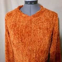 Individual Monitors May Display Slightly Different Tones And Colors... Chenille Sweater Top Tag Size: S Bust: 36" Length: 22-24" From Top Of The Shoulder Down Super Soft Chenille Knit Fabric Vibrant Color V-Neck Pullover Long Sleeve Very Stretchy Knit Light And Airy Front Kangaroo Style Pocket Rusty Orange In Color Freshly Custom Made, One Of A Kind Check Out My Other Items! Stand Out With Unique Custom Made Gifts While Supporting A Small Business Owner. The Sea Of Choices Are Vast, Buying Here Supports A Very Appreciative Single Owner Small Business In Her Venture To Be Self Sustained. Product Materials Are Procured With "Going Green" As Often As Possible. Reducing Waste Going To Landfi Brown Chenille Sweater, Hand Knitted Dress, Yellow Knit Sweater, Crochet Hoodie, Rusty Orange, Pink Knit Sweater, Boxy Sweater, Sweatshirt Style, Yellow Knit