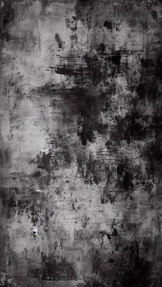 an abstract black and white painting with lots of paint