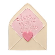 an envelope with a pink heart on it