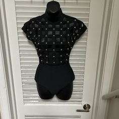 Brand New Women's Bandage Bodysuit Size M Black With Gold Beads Excellent Quality Polyester 97.6% Spandex 2.4% Bandage Bodysuit, Gold Beads, New Woman, African Fashion, Gold Color, Womens Tops, Spandex, Size Medium, Brand New