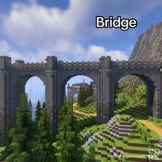 Minecraft Village Bridge, Goth Minecraft Bridge, Minecraft Bridges Long, Minecraft Bridge Large, Minecraft Bridge Ideas Long Distance, Medieval Bridge Minecraft, Minecraft Castle Bridge, Drawbridge Minecraft, Large Minecraft Builds