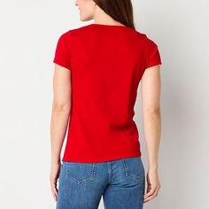 Refresh your basics collection with this St. John's Bay women's short-sleeve t-shirt made from 100% cotton. It's cut for a regular-fit and has a crew neckline. Style it with everything from jeans for a casual day or pants and heels for an evening out. Closure Type: Pullover HeadFit: Regular FitNeckline: Crew NeckSleeve Length: Short SleeveSleeve Style: Cap SleeveApparel Length: 26 Inches - FrontFiber Content: 100% CottonFabric Description: Rib KnitCare: Tumble Dry, Machine WashCertifications An… Crew Neckline, Shirts Tops, Product Description, Crew Neck, Womens Shorts, T Shirts, Heels, Pants, T Shirt